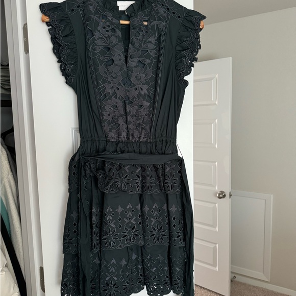 Elegant Black Eyelet Dress